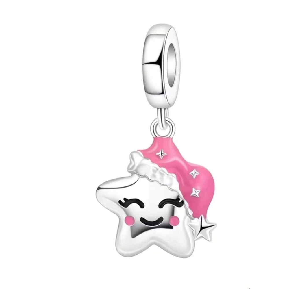 Women's Star Charm Bracelet, One Size, Silver & Pink